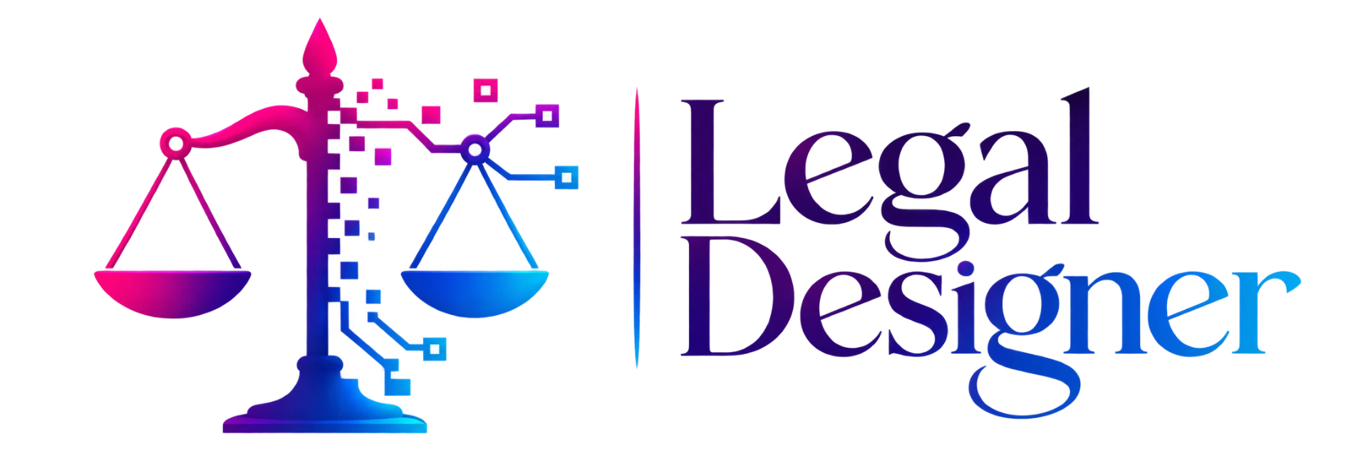 Logo de Legal Designer, balanza con elementos digitales
